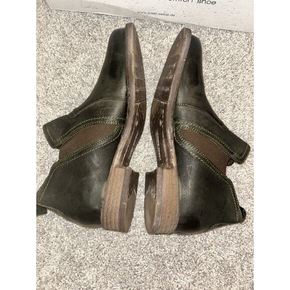 Josef Seibel Sienna 71 Chelsea Olive Black Leather Boots Womens 6-6.5 EU 37 New - Picture 7 of 10